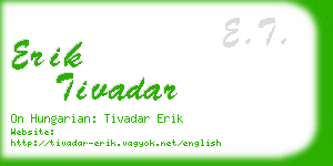 erik tivadar business card